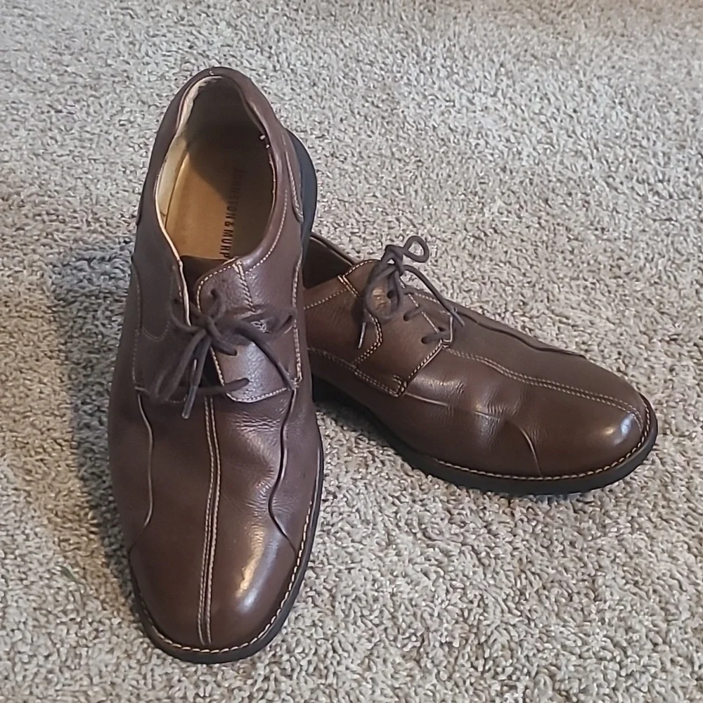 GUC Johnston & Murphy Sheepskin Oxford Brown Dress Shoes Men's Sz 10.5M